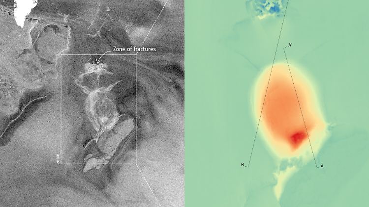 Fluten reißen riesigen Krater in Grönlands Eisschild